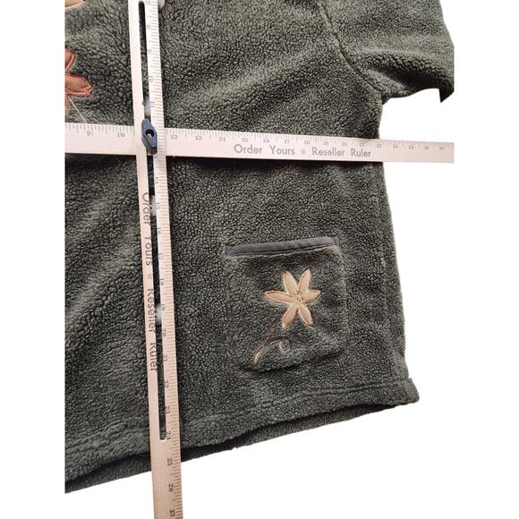 Teddi Floral Embroidered Sherpa Fleece Jacket Women Large Cozy Fall Cottagecore - Picture 12 of 15